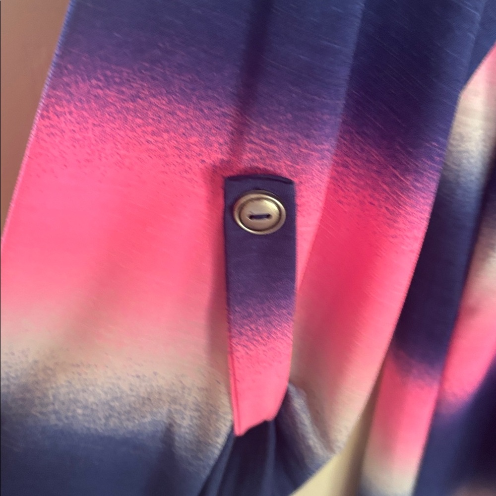 Dear Scarlett Striped V-Notch Tunic Top - Pink, Navy & White - Picture 3 of 7